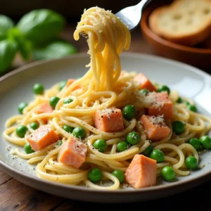 Pasta with Salmon Peas